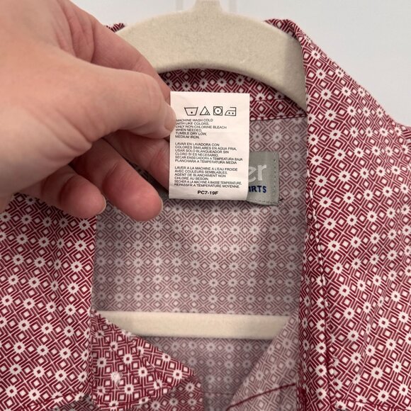 Wrangler Western Pearl‎ Snap Long Sleeve Shirt Mens Large Red White Cotton Blend - Picture 9 of 9